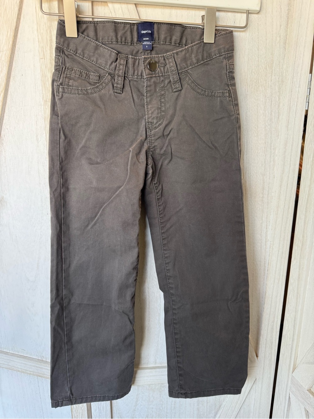 GAP Boys' khaki Gray Straight-Leg Pants fall school church size S cotton blend
